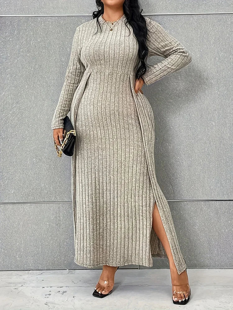 pilashape™ plus size split rib knit dress