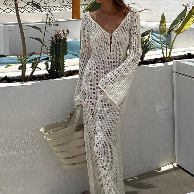 Viral Crochet V-Neck Dress